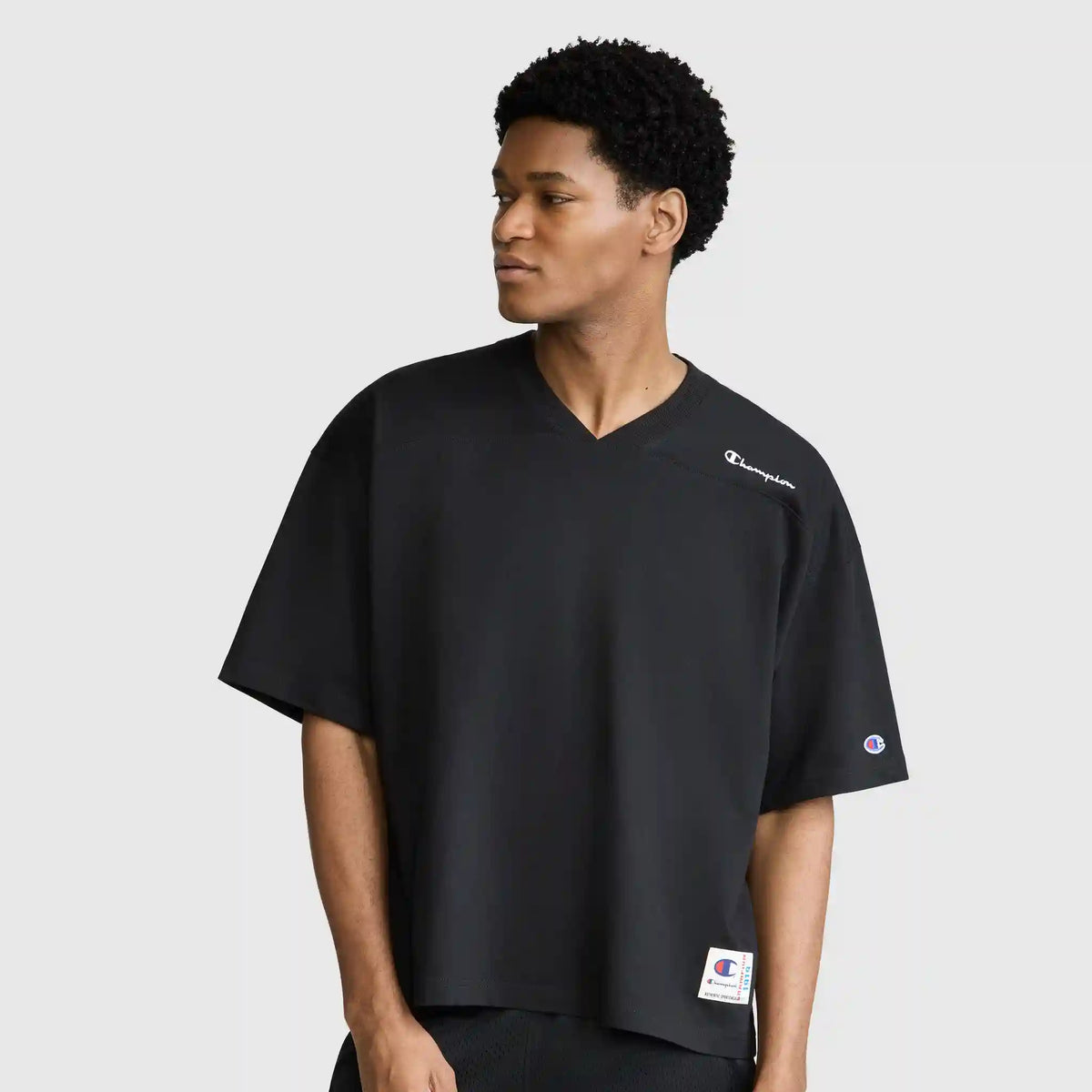 Short Sleeve Boxy T-Shirt, Embroidered Script Logo