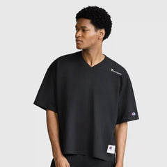 Short Sleeve Boxy T-Shirt, Embroidered Script Logo
